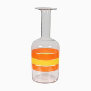 Yellow and Orange Stripes Clear Glass Vase from Otto Brauer Holmegaard-MTD-1400049