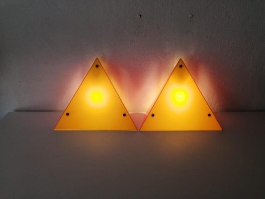 Yellow and Orange Triangular Prism Wall or Table Lamps in Mica from Ikea, 1980s, Set of 2-RDS-1146573