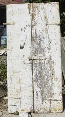 Yellow and White Wooden Double Doors, 1900s-RAQ-992103