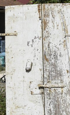 Yellow and White Wooden Double Doors, 1900s-RAQ-992103