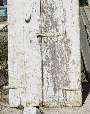 Yellow and White Wooden Double Doors, 1900s-RAQ-992103