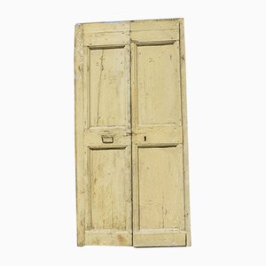 Yellow and White Wooden Double Doors, 1900s-RAQ-992103