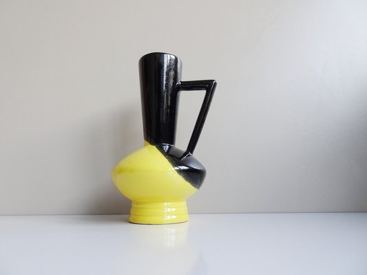 Yellow Black Vase by Luc Vallauris, France, 1960s-BLG-1176656