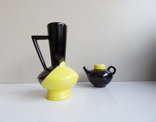 Yellow Black Vase by Luc Vallauris, France, 1960s-BLG-1176656