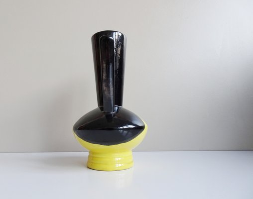 Yellow Black Vase by Luc Vallauris, France, 1960s-BLG-1176656