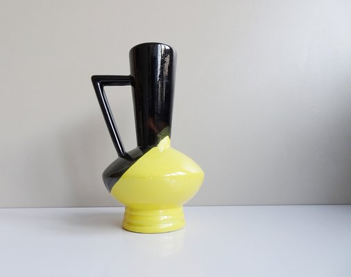 Yellow Black Vase by Luc Vallauris, France, 1960s-BLG-1176656