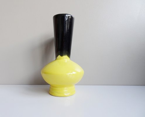 Yellow Black Vase by Luc Vallauris, France, 1960s-BLG-1176656