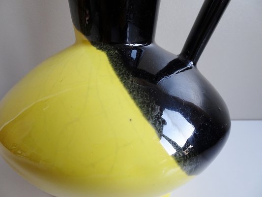 Yellow Black Vase by Luc Vallauris, France, 1960s-BLG-1176656