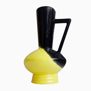 Yellow Black Vase by Luc Vallauris, France, 1960s-BLG-1176656