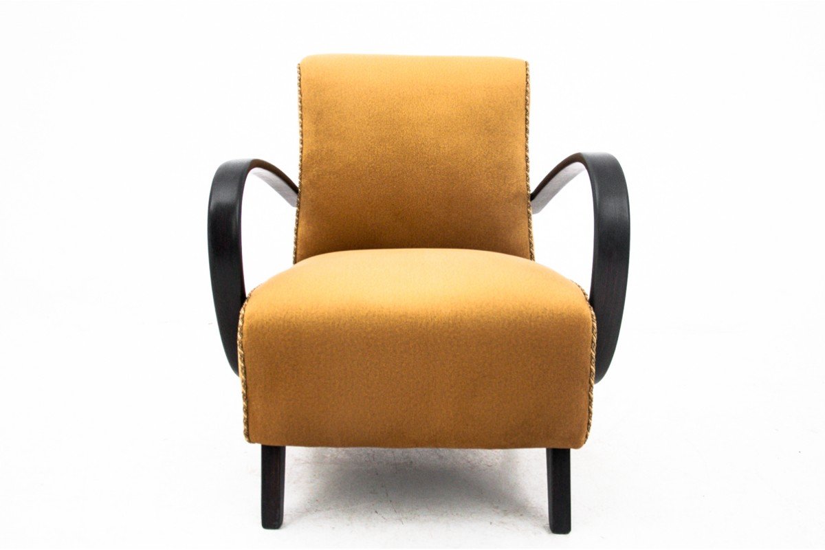 Yellow Boucle Armchairs by J. Halabala, Czechoslovakia, 1930s, Set of 2