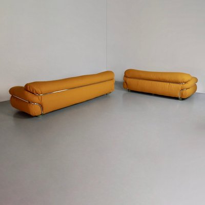 Yellow Bouclé Sesann Sofas by Gianfranco Frattini for Cassina, 1970s, Set of 2-PDW-1750072