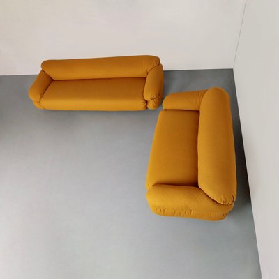 Yellow Bouclé Sesann Sofas by Gianfranco Frattini for Cassina, 1970s, Set of 2-PDW-1750072