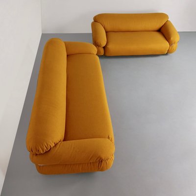 Yellow Bouclé Sesann Sofas by Gianfranco Frattini for Cassina, 1970s, Set of 2-PDW-1750072