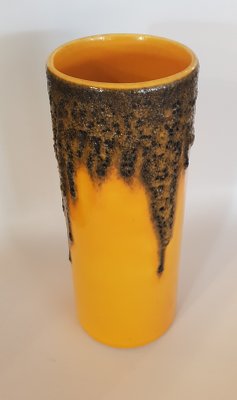 Yellow Ceramic Vase with Lava Glaze-QDP-824180