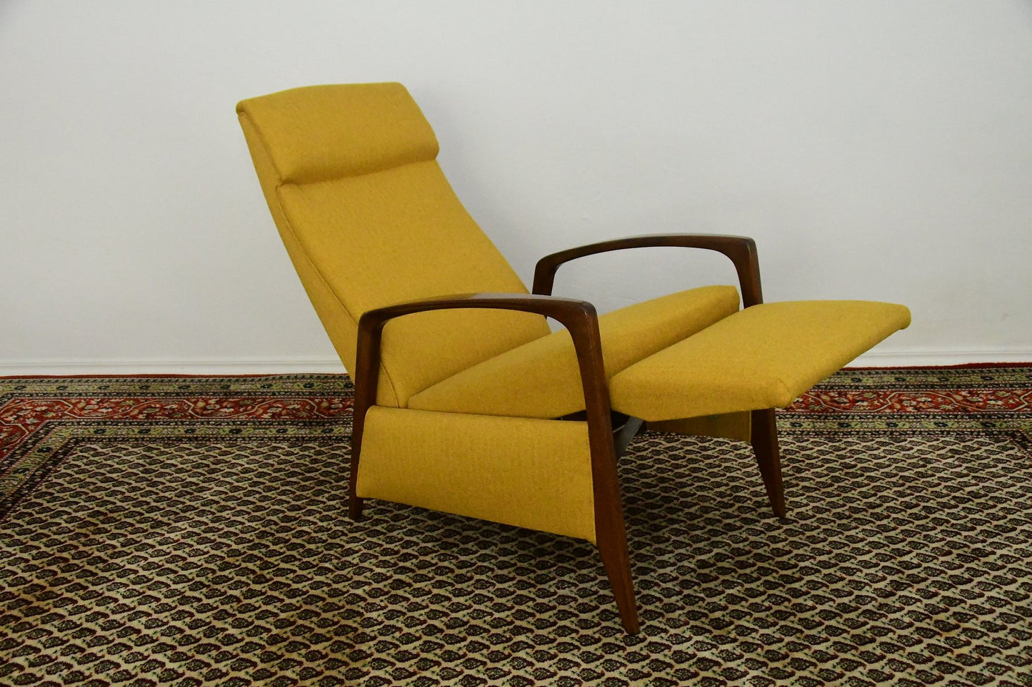 Yellow Chair with Foldable Footrest, 1960s