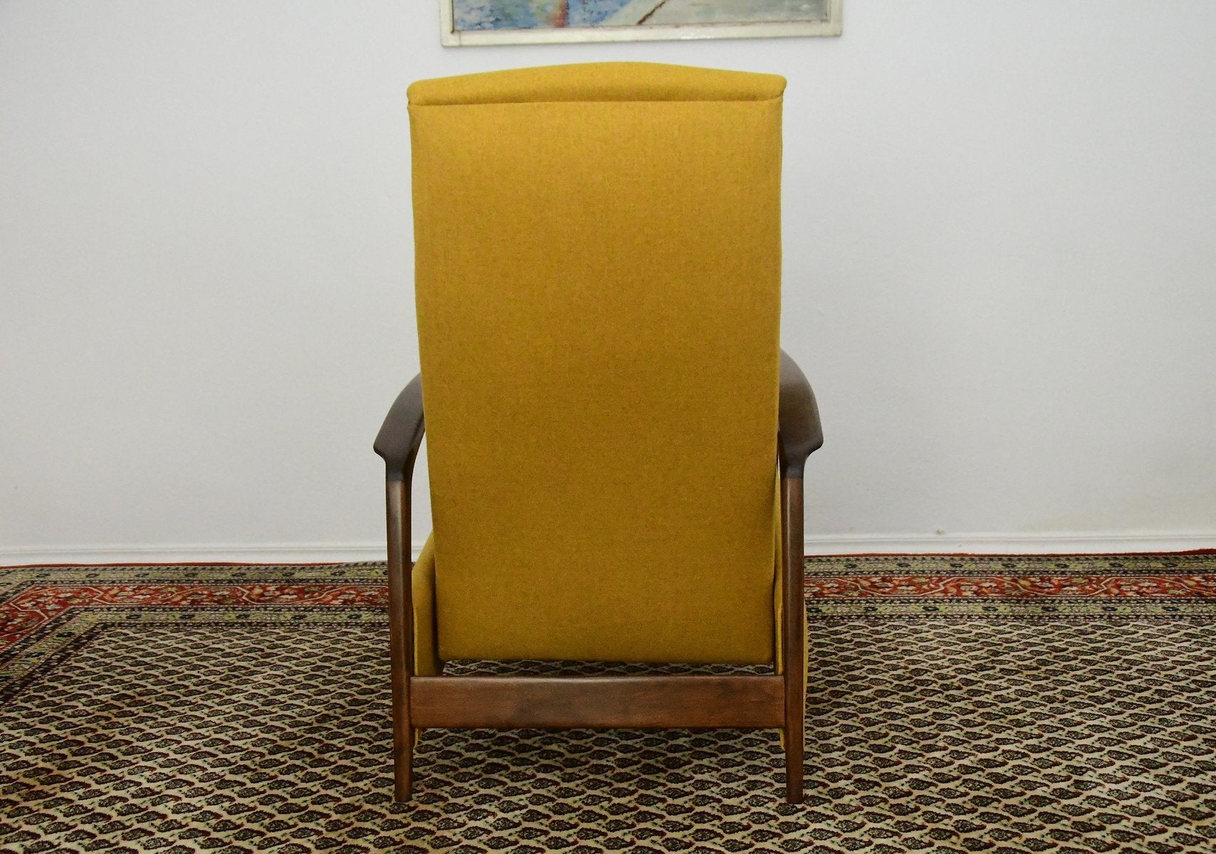 Yellow Chair with Foldable Footrest, 1960s