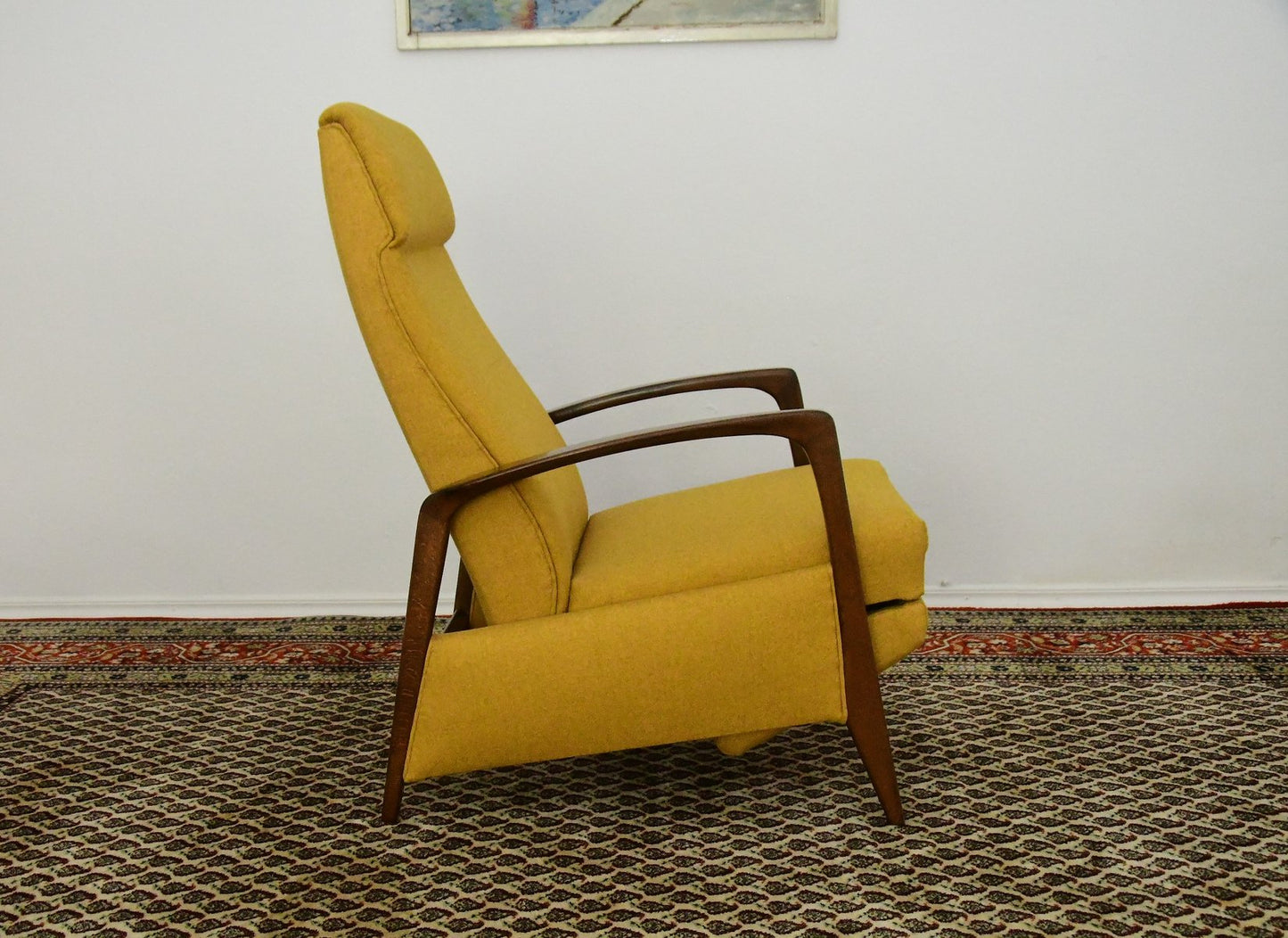 Yellow Chair with Foldable Footrest, 1960s