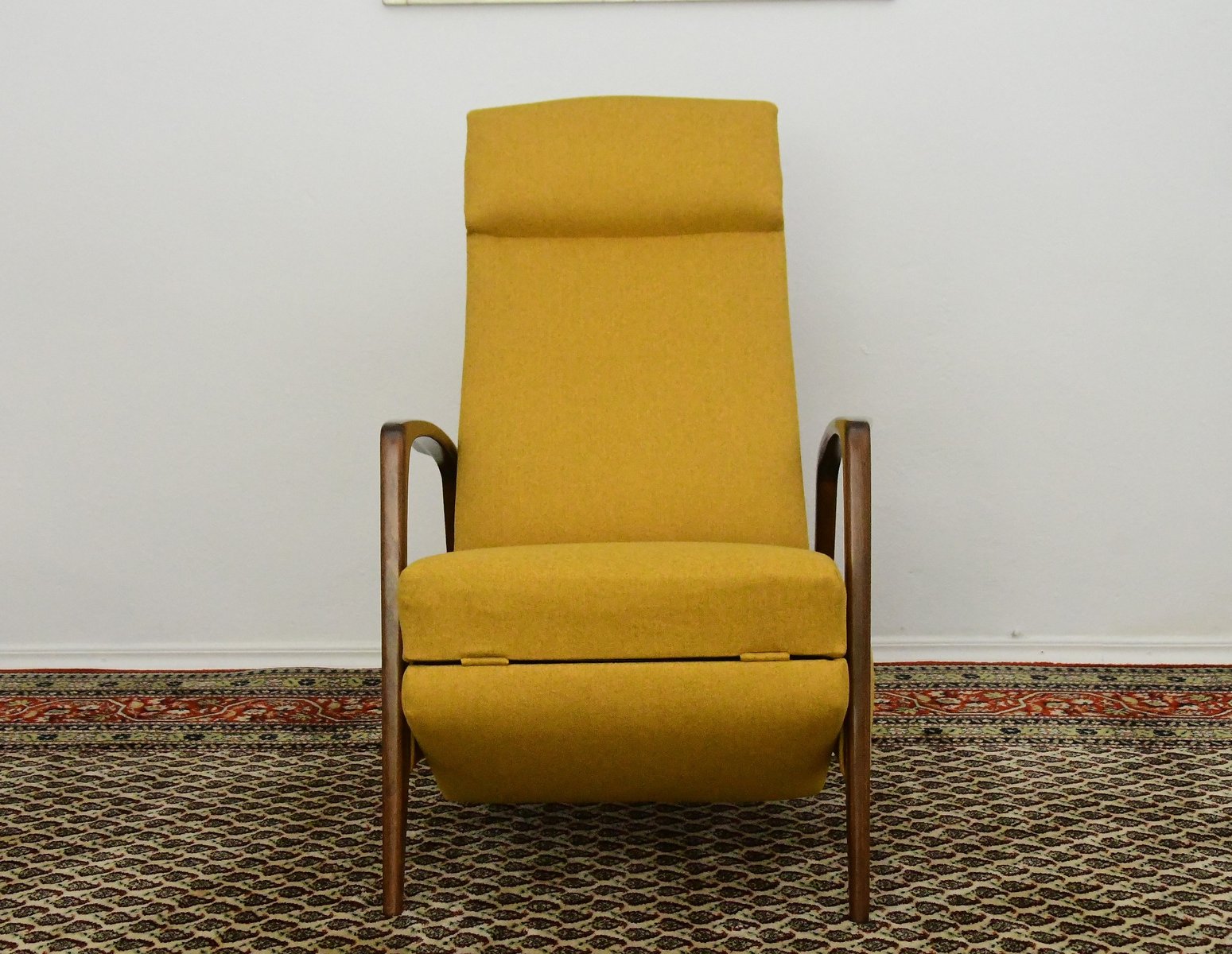 Yellow Chair with Foldable Footrest, 1960s