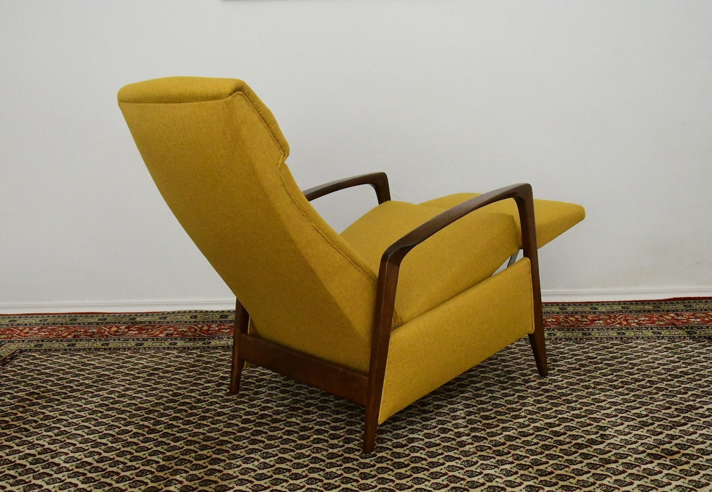 Yellow Chair with Foldable Footrest, 1960s