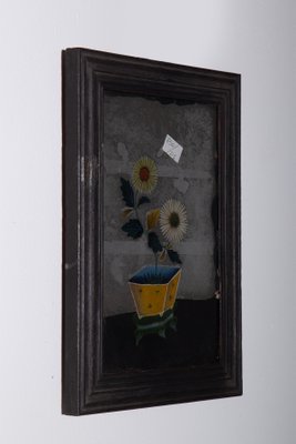 Yellow Chrysanthemums, 1800, Reverse Glass Painting-RCE-2040357