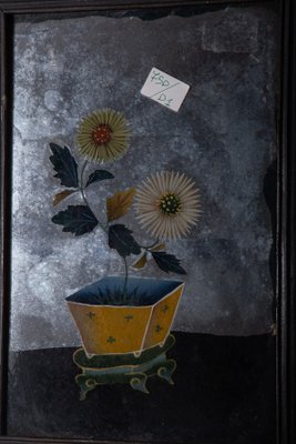 Yellow Chrysanthemums, 1800, Reverse Glass Painting-RCE-2040357