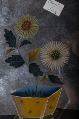 Yellow Chrysanthemums, 1800, Reverse Glass Painting-RCE-2040357