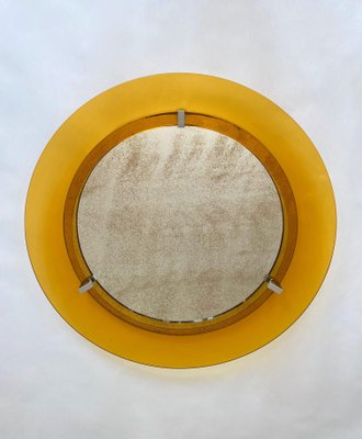 Yellow Convex Glass & Chrome Wall Mirror from Veca, Italy, 1960s-LYQ-1171547