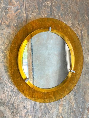 Yellow Convex Glass & Chrome Wall Mirror from Veca, Italy, 1960s-LYQ-1171547