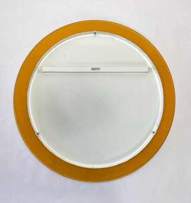 Yellow Convex Glass & Chrome Wall Mirror from Veca, Italy, 1960s-LYQ-1171547