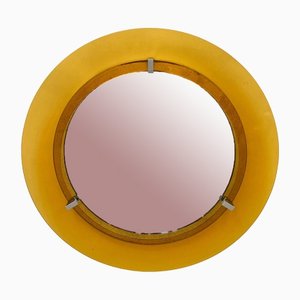 Yellow Convex Glass & Chrome Wall Mirror from Veca, Italy, 1960s-LYQ-1171547