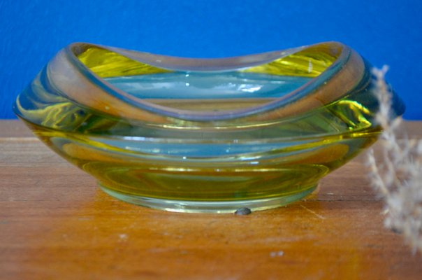 Yellow-Cut Crystal Bowl-AIU-1330913