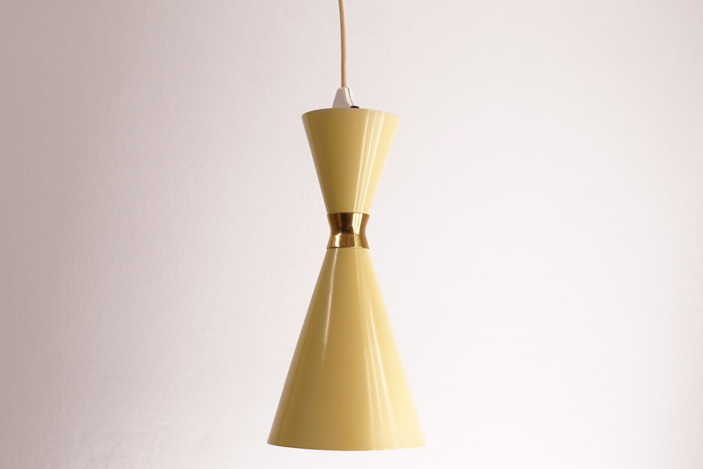 Yellow Diabolo Hanging Lamp from Bag Turgi, 1950s