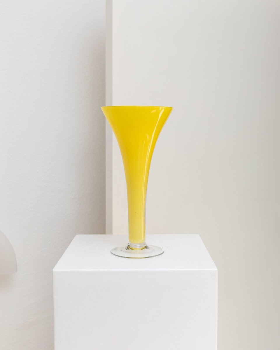 Yellow Empoli Glass Vase, Italy, 1970s