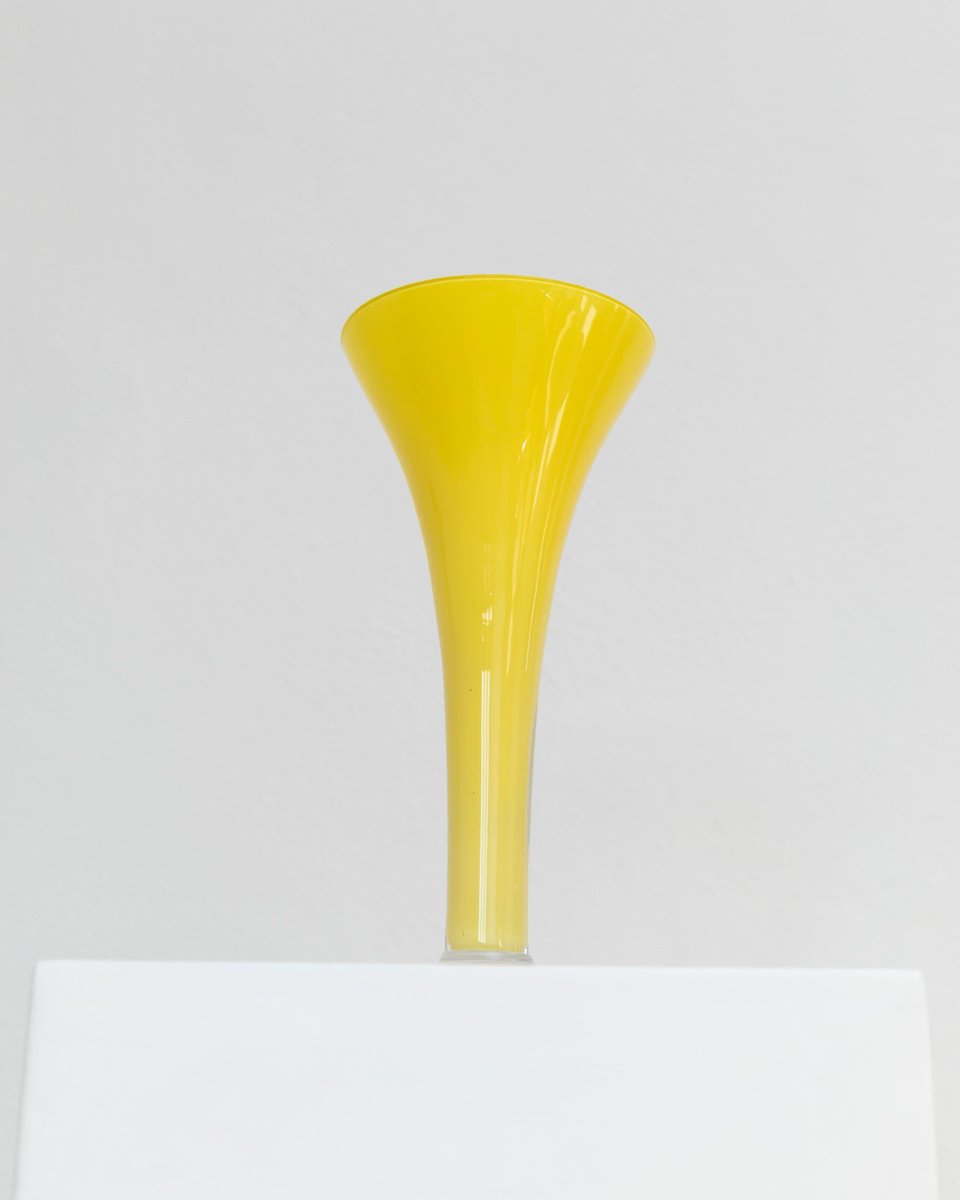 Yellow Empoli Glass Vase, Italy, 1970s