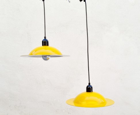 Yellow Enamel Lampiatta Pendant Lamps by Jonathan De Pas & Donato Durbino from Stilnovo, 1960s, Set of 2-PUG-1338355