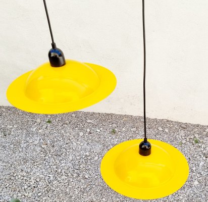 Yellow Enamel Lampiatta Pendant Lamps by Jonathan De Pas & Donato Durbino from Stilnovo, 1960s, Set of 2-PUG-1338355