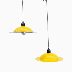 Yellow Enamel Lampiatta Pendant Lamps by Jonathan De Pas & Donato Durbino from Stilnovo, 1960s, Set of 2-PUG-1338355