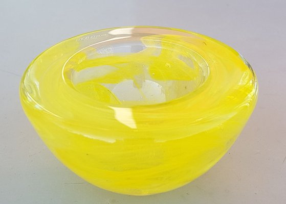 Yellow Glass Tealight Holder by Anna Ehrner for Kosta Boda, 1990s-QDP-627787