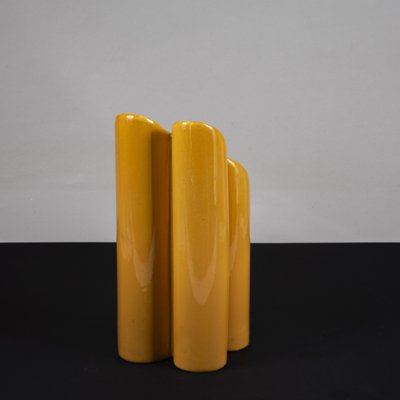 Yellow Glazed Terracotta Vase in Cloverleaf Shape from Pierre Cardin-RAQ-1817063