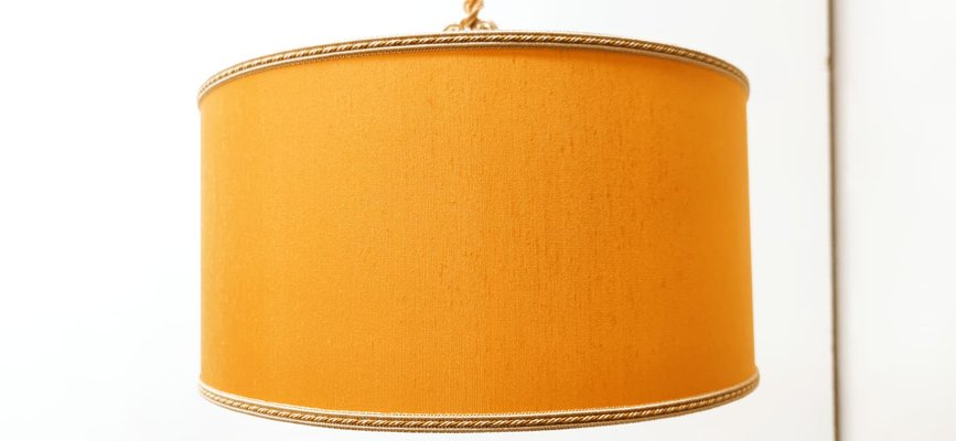 Yellow Gold Fabric Suspension Light with Gold Silk Cable-QLH-1175142