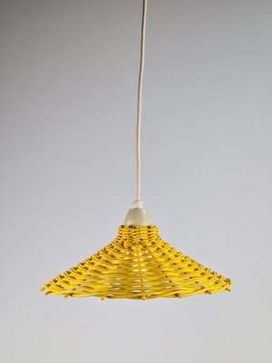 Yellow Hanging Lamp in Wicker Rattan, France, 1960s-AXJ-1742825