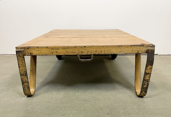 Yellow Industrial Coffee Table Cart, 1960s-CGF-1233923