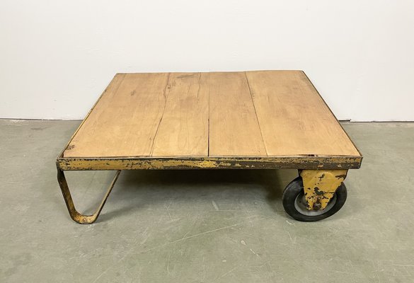 Yellow Industrial Coffee Table Cart, 1960s-CGF-1233923