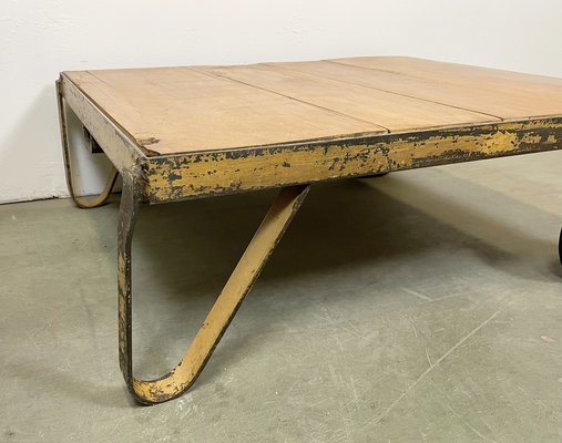 Yellow Industrial Coffee Table Cart, 1960s-CGF-1233923