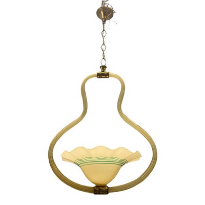 Yellow Italian Murano Glass Pendant Light-JJC-1275368