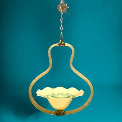 Yellow Italian Murano Glass Pendant Light-JJC-1275368