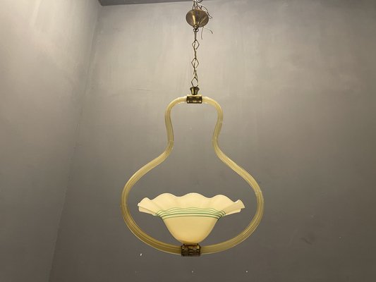 Yellow Italian Murano Glass Pendant Light-JJC-1275368