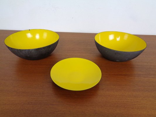 Yellow Krenit Bowls by Herbert Krenchel Torben Ørskov, Set of 3, 1960s-RDW-820306