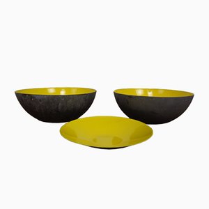 Yellow Krenit Bowls by Herbert Krenchel Torben Ørskov, Set of 3, 1960s-RDW-820306