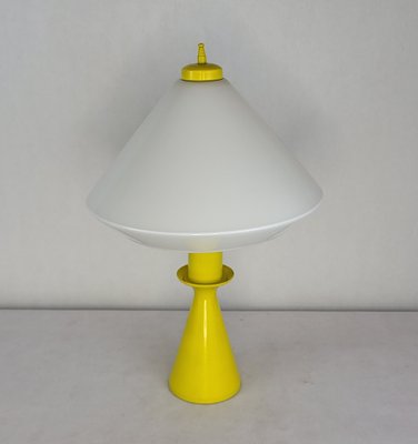 Yellow Lacquered Metal Table Lamp, 1980s-XYB-2032042